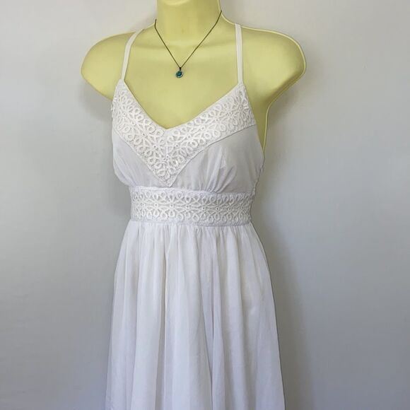 Boston Proper Dress White Crepe Baby Doll Eyelet New With Tags Sz 2 - Picture 6 of 8